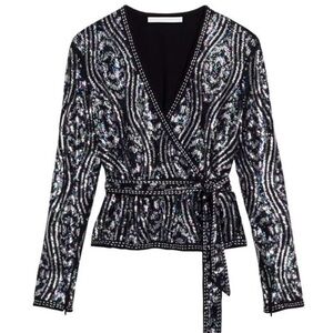 And other stories x Rodarte Sequin Wrap Top with Belt